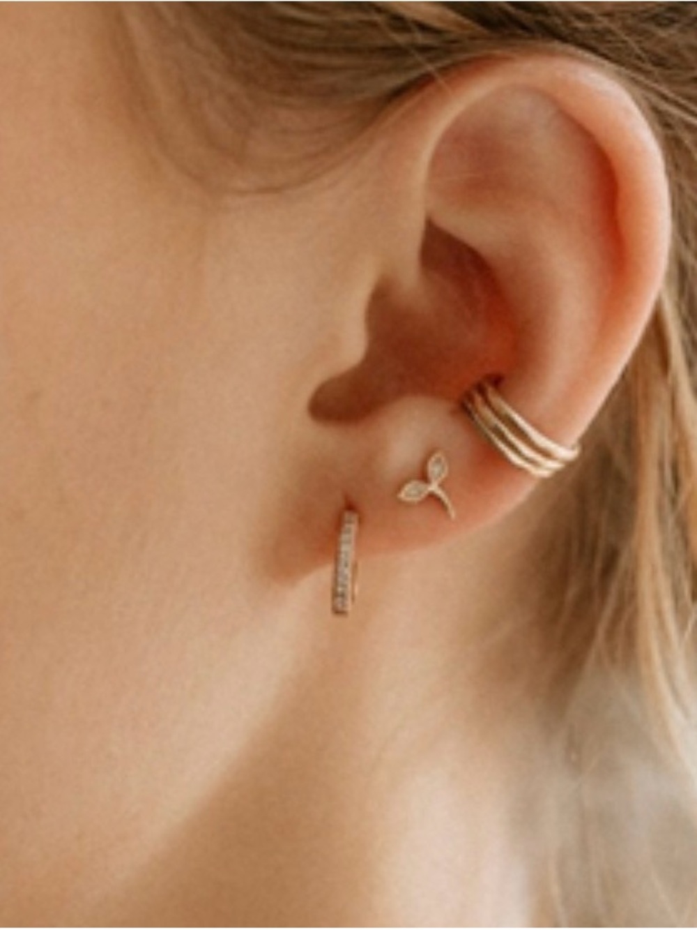 bluboho 14k Gold Seedling Diamond Stud Earring